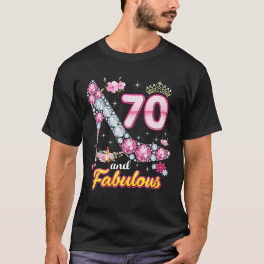 私は70歳で素晴らしい70誕生日ディアモン Tシャツ (正面)