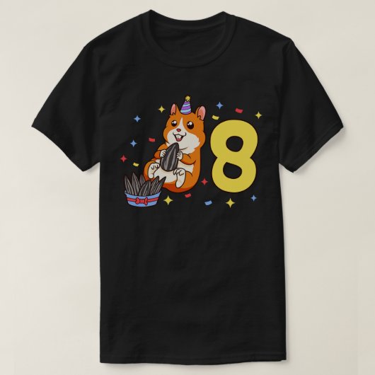 私は8歳でハムスター子供の誕生日を持つ Tシャツ (デザイン正面)