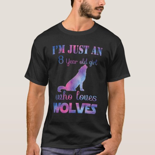 私は8歳の女の子で、狼を愛している誕生 Tシャツ (正面)