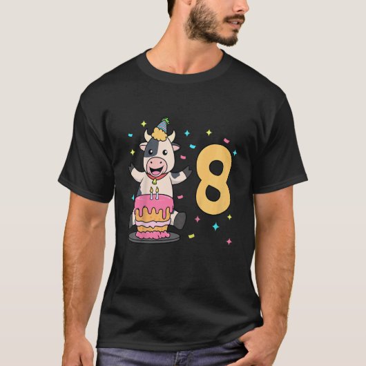 私は8歳の牛の子供の誕生日 Tシャツ (正面)