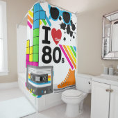 私は80年代のカセットテープの高い上のスニーカーを愛します シャワーカーテン (インサイチュ)