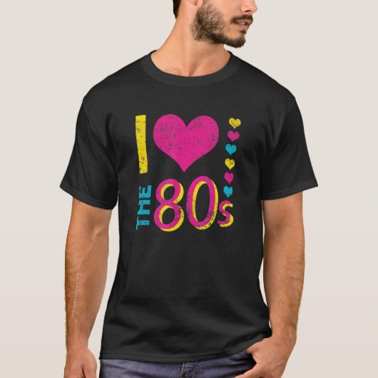 私は80年代のレトロおもしろいパーティー80年代の衣装が大好き Tシャツ (正面)
