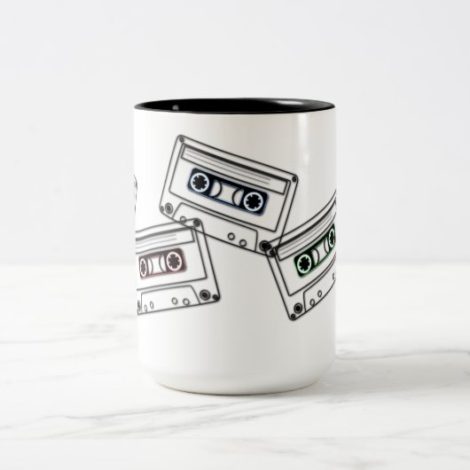 私は80年代の古い学校のカセットのコーヒーマグが大好き ツートーンマグカップ (中央)