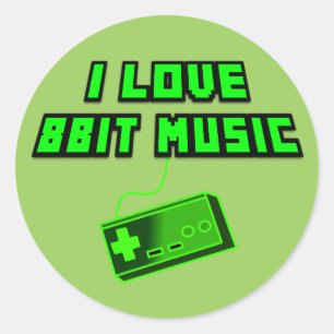 私は8Bit音楽緑のレトロのデジタル芸術を愛します ラウンドシール