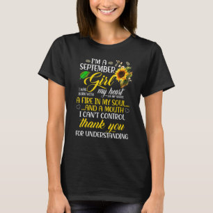 私は9月の女の子だった生まれ私のハートを私の上に Tシャツ