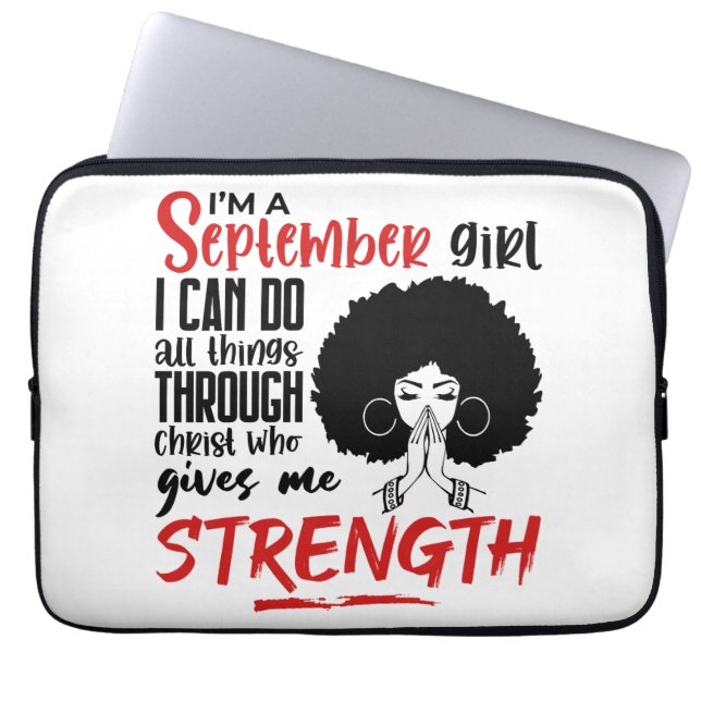 私は9月の女祈の黒女王だ ラップトップスリーブ (正面)