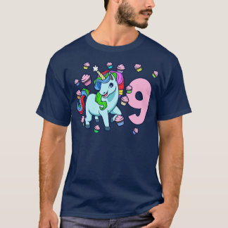 私は9歳のユニコーンの女の子の誕生日で9歳 Tシャツ