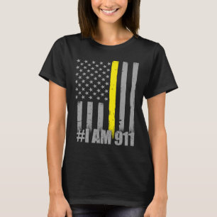 私は911薄型金ゴールドラインフラグ警察ディスパッチャ Tシャツ