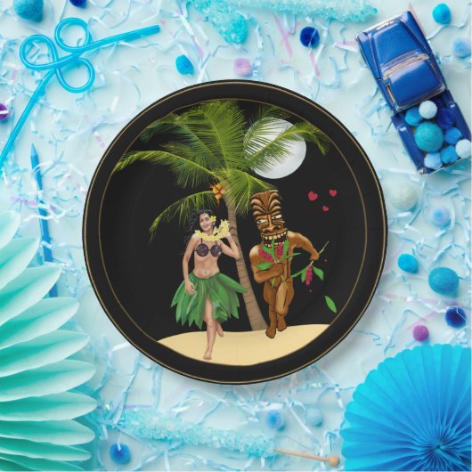私は9"愛しますフラ女の子のTikiの私の紙皿を ペーパープレート (パーティー)