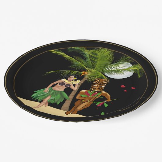 私は9"愛しますフラ女の子のTikiの私の紙皿を ペーパープレート (アングル)