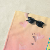 "私は（あなたのテキスト）"ビーチサンライズ足跡 ビーチタオル (インサイチュ)