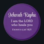 私は、あなた方の聖書の節パープルを聞く主である マグネット<br><div class="desc">この美しい磁石は、神の名の一つと、神が私たちの癒しであると宣言する出エジプト記の強力な聖句を特徴としている。</div>