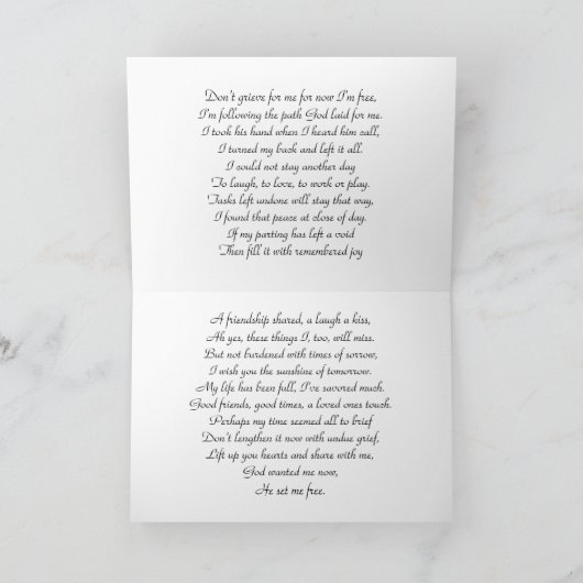 私は、お悔やみの挨拶状を無料でお送りします カード (内部)