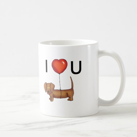 私は-かわいいダックスフントのマグ愛します コーヒーマグカップ (右)