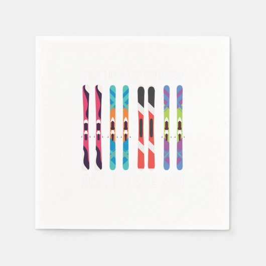 私は、これらのスキースキースキースキーのウィンタースポーツGiを必要とする スタンダードカクテルナプキン (正面)