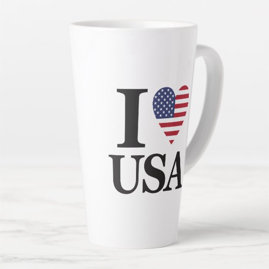 「私は❤️アメリカ」 カフェラテマグ (右アングル)