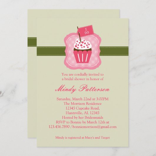 "私は"カップケーキのブライダルシャワーの招待状 招待状 (正面/裏面)