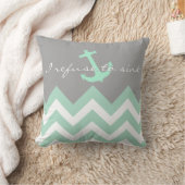 私は-シェブロン真新しく及び白いパターンを沈めることを断ります クッション (ブランケット)