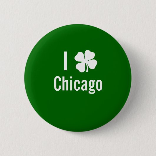 私は(シャムロック)シカゴSt patricks dayを愛します 缶バッジ (正面)