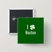 私は(シャムロック)ボストンSt patricks dayを愛します 缶バッジ (正面&裏面)