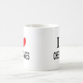 私は❤️チーズケーキ私はチーズケーキ私はハートチーズ大好き コーヒーマグカップ (中央)