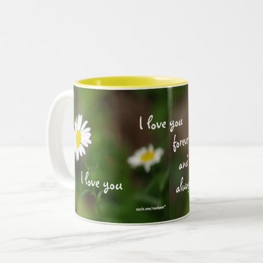 "私は"デイジーのマグ永久に愛します ツートーンマグカップ (正面左)