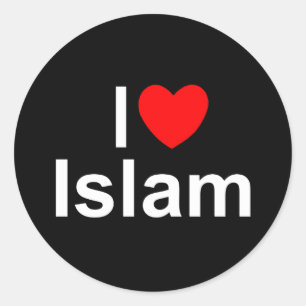 私は(ハートの)イスラム教を愛します ラウンドシール