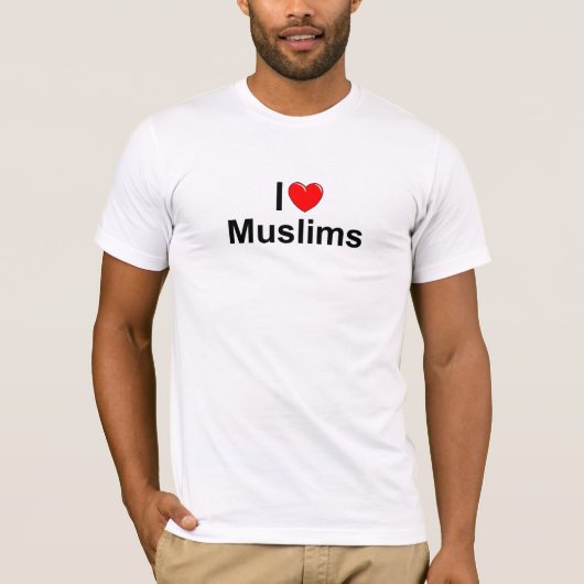 私は(ハートの)イスラム教を愛します Tシャツ (正面)