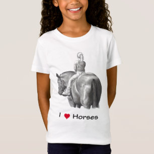 私は(ハートの)馬を愛します: 馬の女の子: 鉛筆 Tシャツ
