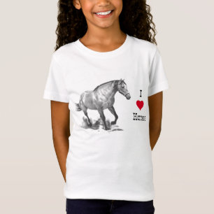 私は(ハートの)馬を愛します: 馬の鉛筆のスケッチ Tシャツ