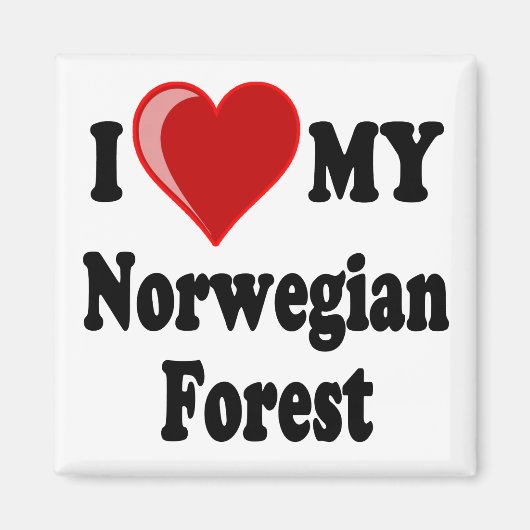 私は(ハート)ノルウェーの森の猫が大好き マグネット (正面)