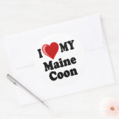 私は(ハート)マイ・メイン・クーンキャットが大好き ラウンドシール (封筒)