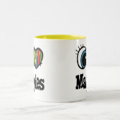 私は(ハート)マゴパイを愛する ツートーンマグカップ (中央)