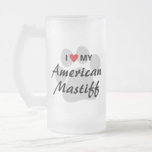 私は(ハート)私のアメリカのマスティフを愛します フロストグラスビールジョッキ