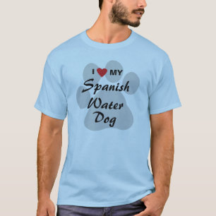 私は(ハート)私のスペインのな水犬を愛します Tシャツ