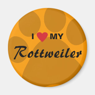 私は(ハート)私のロットワイラーPawprintを愛します マグネット
