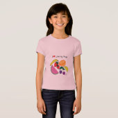 私は(ハート)私の果物が大好き…かわいい Tシャツ (正面フル)