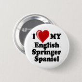 私は(ハート)私の英国のスプリンガースパニエル犬を愛します 缶バッジ (正面&裏面)