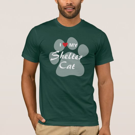 私は(ハート)私の避難所猫を愛します Tシャツ (正面)