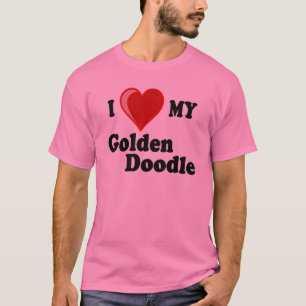 私は(ハート)私の金落書き犬のワイシャツを愛します Tシャツ