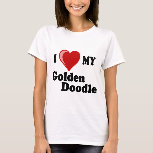 私は(ハート)私の金落書き犬を愛します Tシャツ (正面)