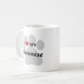 私は(ハート)私のHavanese Pawprintを愛します コーヒーマグカップ (正面左)