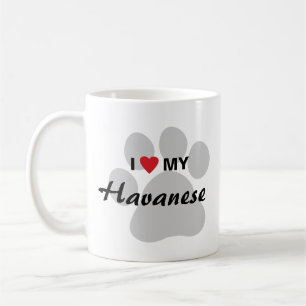私は(ハート)私のHavanese Pawprintを愛します コーヒーマグカップ