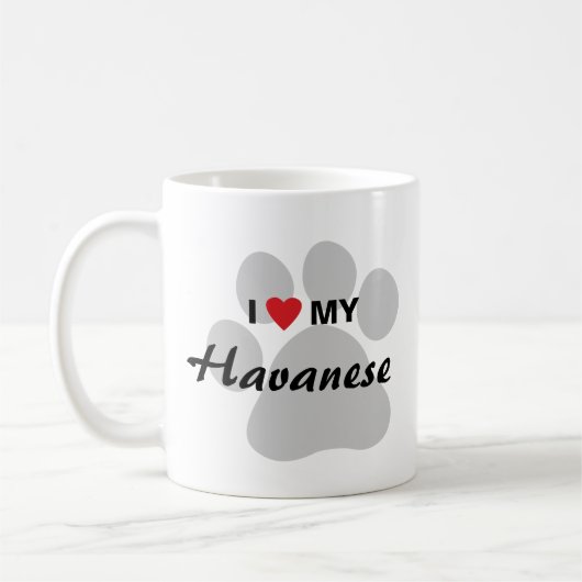 私は(ハート)私のHavanese Pawprintを愛します コーヒーマグカップ (左)