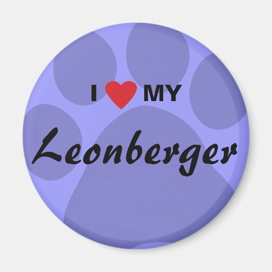 私は(ハート)私のLeonberger Pawprint大好き マグネット (正面)