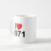 私は(ハート) 1971年を愛します コーヒーマグカップ (正面左)