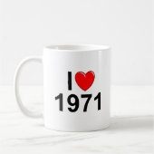 私は(ハート) 1971年を愛します コーヒーマグカップ (左)
