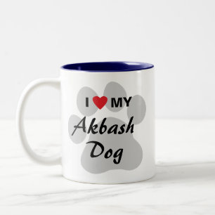 私は(ハート) Akbash私の犬を愛します ツートーンマグカップ