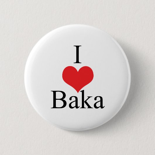 私は(ハート) Bakaを愛します 缶バッジ (正面)