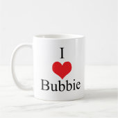 私は(ハート) Bubbieを愛します コーヒーマグカップ (左)